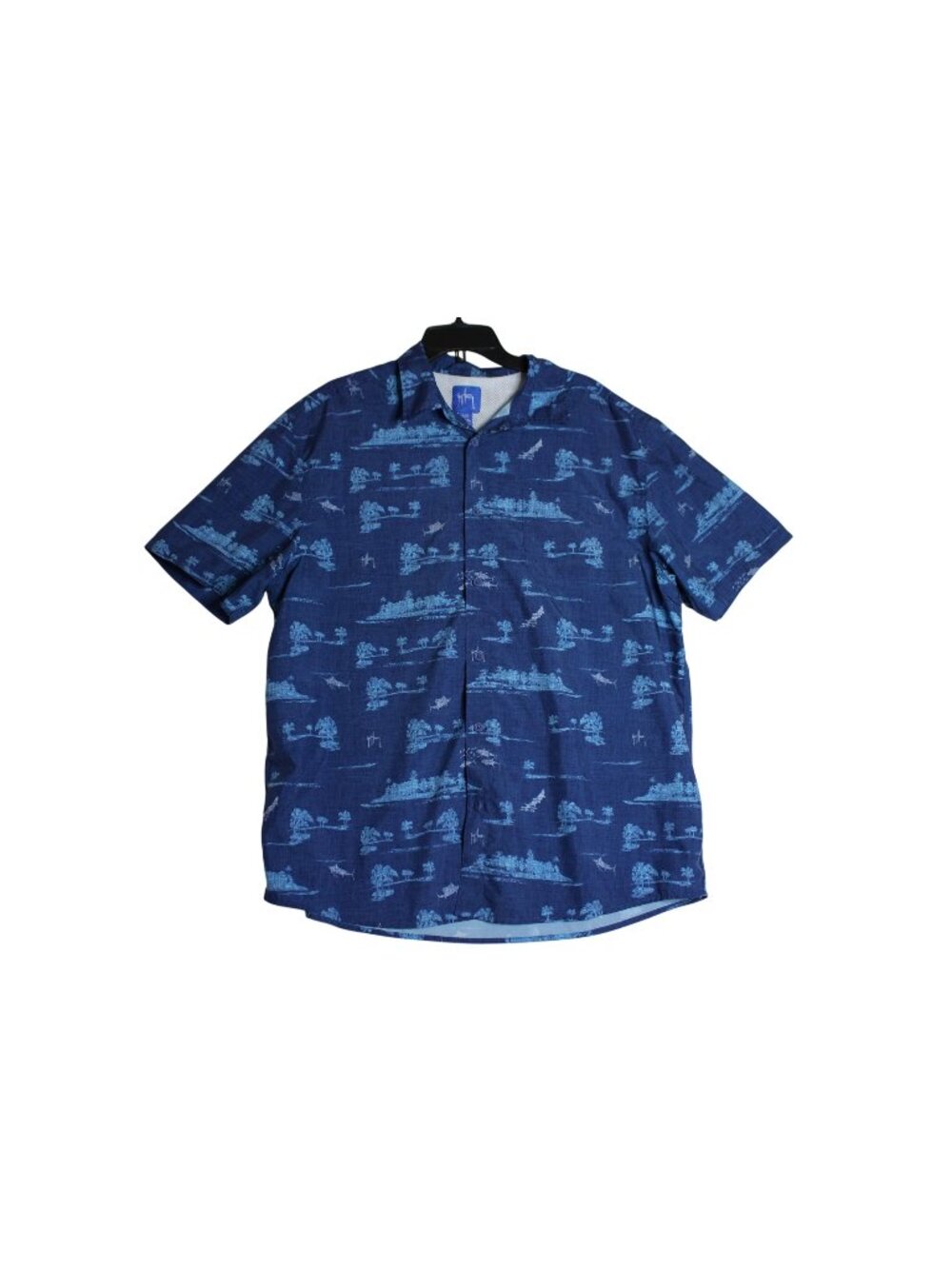 Guy Harvey Short Sleeve Blue Vented Button Down Hiking Fishing Shirt Mens XL
